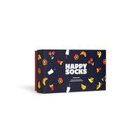 Happy Socks 3-Pack calzini cibo, colorati e divertenti, calzini con banane, hamburger e ciliegie