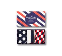 Happy Socks 3-Pack Classic Navy Socks Gift Set, colorate e divertenti, Calzini per uomo e donna, Blu-Bianco-Rosso (41-46)