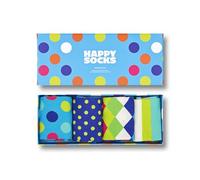 Happy Socks 4-Pack Big Dot Box, colorati e divertenti, calzini in cotone per uomo e donna, Verde-Blu-Arancia-Giallo-Rosa-Bianco (36-40)