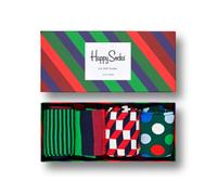 Happy Socks 4-Pack Holiday Box, colorati e divertenti, calzini per uomo e donna, Verde-Blu-Rosso (36-40)