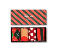 Happy Socks 4-Pack Holiday Classics Socks Set, colorati e divertenti, calzini per uomo e donna, Rosso-Bianco-Verde (36-40)