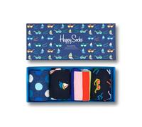 Happy Socks 4-Pack Navy Socks Set, colorate e divertenti, Calzini per uomo e donna, Blu-Verde-Rosa-Rosso (36-40)