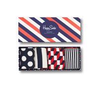 Happy Socks 4-Pack Stripe Gift Box, colorate e divertenti, Calzini per uomo e donna, Blu-Rosso-Bianco (36-40)