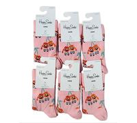 Happy Socks Bambina Rosa Cotone Organico Ciliegia 6 Paia Set Calzini 12-24m Nwt