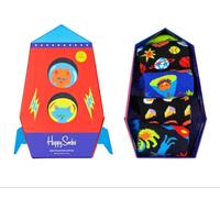 Happy Socks Bambini' Spazio Rocket 4 Paia Calzini Set Regalo Misura 2-3 Anni Nwb