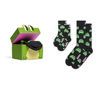 Happy Socks Calze da equipaggio - Set regalo per adulti e bambini - Calze nere da equipaggio con rane verdi - Taglie per adulti e bambini, 0-12 Monate