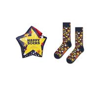 Happy Socks Calzini Crew - Stelle di Natale in giallo e arancione - Confezione regalo con decorazioni - 36-40
