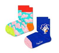 Happy Socks Calzini 2-Pack Kids Clouds Taglia 0-12M, Multicolore, 0-12 Mesi Unisex-Bambini e Ragazzi