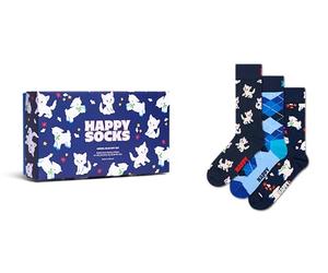 Happy Socks Calzini 3-Pack Animal Blue Gift Set Cotone Unisex Blu 36-40