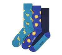 Happy Socks Calzini 3-Pack Everyday Banana Cotone Unisex Blu 41-46