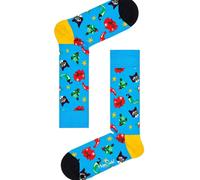 Happy Socks Calzini Crew in Cotone Pettinato Blu Chili Cat Taglia 8-12 NWT
