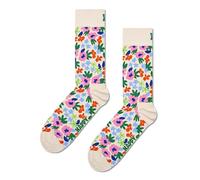 Happy Socks Calzini Flower Cotone Uomo Donna Bianco 41-46