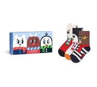 Happy Socks Calzini invernali per bambini animali, in confezione regalo - Pinguino, renna e orso con sciarpe - Per bambini dai 7 ai 9 anni