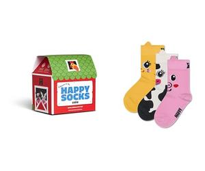 Happy Socks Calzini Kids 3-Pack Barn Animals Gift Set Cotone Bambini Rosso 7-9Y