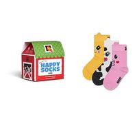 Happy Socks Calzini Kids Barn Animal in confezione regalo stile fattoria - Mucca, Maiale e Gatto - Confezione da 3 per bambini dai 2 ai 3 anni