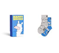 Happy Socks Calzini Kids Llama in confezione regalo - Blu e bianco - Confezione da 2 per bambini dai 7 ai 9 anni