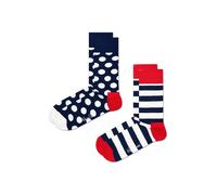Happy Socks 2-Pack Classic Big DOT Socks Calzini, Blu-Rosso-Nero, 41-46 Unisex