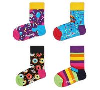 Happy Socks Carousel Gift Box, colorati e divertenti, Calzini per bambini, Rosso-Turchese-Giallo 4 paia (12-24M)