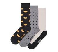 Happy Socks Confezione da 3 calzini per hot dog, neri, taglia 36-40