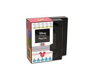 Happy Socks Disney Gift Set, colorati e divertenti, Calzini per bambini, Nero-Blu-Rosso-Bianco-Giallo-Verde 4 paia (41-46)