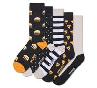 Happy Socks Everyday Basics - Calzini lunghi - Hamburger e pizza - Confezione da 5, taglia 41-46