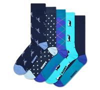 Happy Socks Everyday Basics - Calzini lunghi - Penguin & Skiers - Confezione da 5, taglia 41-46