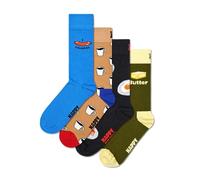 Happy Socks Set regalo con 4 paia di calzini in cotone sostenibile: calzini divertenti e colorati con stampa di salsiccia, caffè, uova e burro