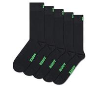 Happy Socks Solid Colorful Crew - Set di calzini per uomini e donne, Confezione da 5 pezzi Solid Black, 41-46