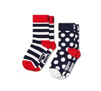 Happy Socks Stripe & Dot, colorati e divertenti, Calzini per bambini, Blu-Rosso-Bianco 2 paia (4-6Y)