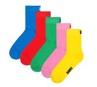 Happy Socks Unisex Calzini, 5er Pacco - Solid 1/2 Crew Calzini, Mix Cotone, Uno