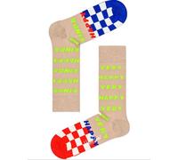 Happy Socks Uomo Beige Happy Cotone Girocollo Calzino Misura 8-12 Nwt