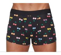 Happy Socks Uomo Nero Ciliegia Cotone Morbido Trunk Traspirante Taglia Media NWT