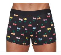 Happy Socks Uomo Nero Ciliegia Cotone Morbido Trunk Traspirante Taglia Media NWT