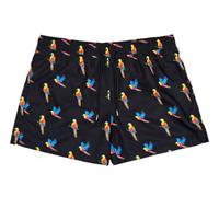 Happy Socks Uomo Nero Pappagallo Fodera IN Rete Nuoto Pantaloncini Nwt