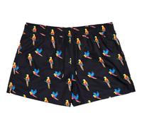 Happy Socks Uomo Nero Pappagallo Fodera IN Rete Nuoto Pantaloncini Nwt