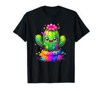 Happy Splash Cactus Kawaii - Vaso colorato Arcobaleno Maglietta