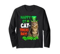 Happy St Catricks Day Maine Coon Cat St Patricks Day Cats Maglia a Manica
