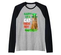 Happy St Catricks Day Tabby Cat St Patricks Day Cats Lover Maglia con Maniche Raglan