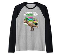 Happy St Pat T-Rex Day Funny Dinosaur St Patricks Day Maglia con Maniche Raglan