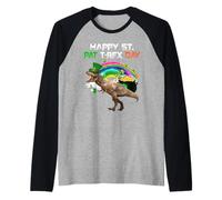 Happy St Pat T-Rex Day Funny Dinosaur St Patricks Day Maglia con Maniche Raglan