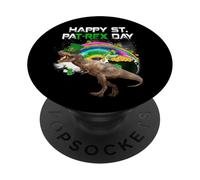 Happy St Pat T-rex Day Funny Dinosaur St Patricks Day PopSockets PopGrip Adesivo