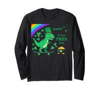 Happy St Pat Trex Day T-Rex Dinosaur Skateboard Maglia a Manica