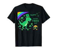 Happy St Pat Trex Day T-Rex Dinosaur Skateboard Maglietta