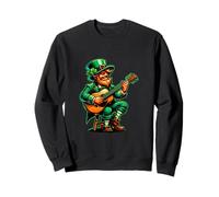 Happy St Patrick's Day Camicia Leprechaun Che Suona la Chitarra Felpa