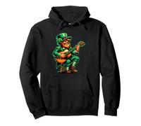 Happy St Patrick's Day Camicia Leprechaun Che Suona la Chitarra Felpa con Cappuccio