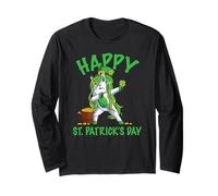 Happy St Patrick's Day Dabbing Unicorno Irish Shamrock Maglia a Manica