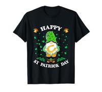 Happy St Patrick's Day Funny Cute GNOME Holding Ferro di Cavallo Maglietta