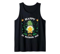 Happy St Patricks Day Funny Cute GNOME Holding Trifoglio Moneta Canotta