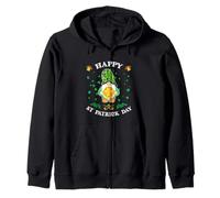Happy St Patricks Day Funny Cute GNOME Holding Trifoglio Moneta Felpa con Cappuccio