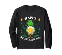 Happy St Patricks Day Funny Cute GNOME Holding Trifoglio Moneta Maglia a Manica